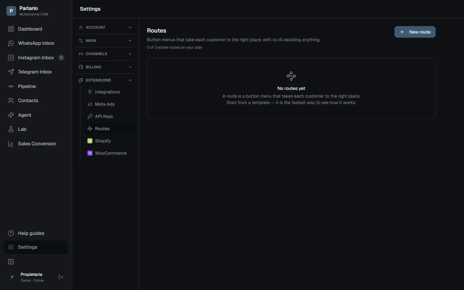 Settings → Routes