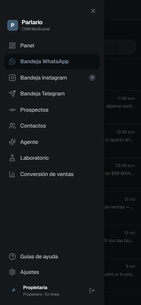 En el teléfono, el menú se abre con el botón ☰